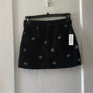 NWT Pacsun Black Corduroy Butterfly Printed Mini Skirt